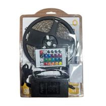 Kit fita led 5m rgb 5050 12v com fonte+controle ip44 Kit fita led 5m rgb 5050 12v com fonte+controle ip44