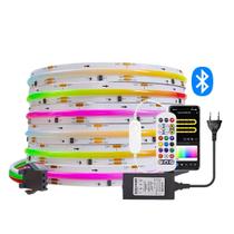 KIT Fita LED COB Digital RGBIC 2811 576 LEDs Bluetooth 24V 5 Metros + Fonte KIT Fita LED COB Digital RGBIC 2811 576 LEDs Bluetooth 24V 5 Metros + Fonte