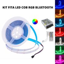 KIT Fita LED COB RGB 18W/ Metro 810 LED IP20 12V 5 Metros Bluetooth + Fonte