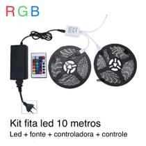 Kit fita led RGB 5050 10 metros com fonte e controle