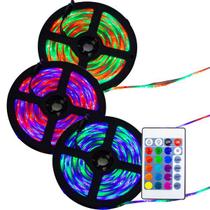 Kit Fita Led Rgb 5M 3528 Ip65 Com Fonte controladora E Controle Remoto