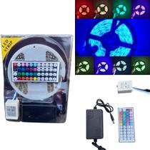 kit Fita led RGB colorida 5050 5 metros com fonte e controle IP65 externa kit Fita led RGB colorida 5050 5 metros com fonte e controle IP65 externa