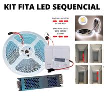Kit Fita LED Sequencial 3528 120 LEDs 10 Metros 24V Branco Neutro 4000K + Fonte