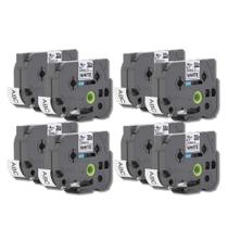 kit Fita Para Rotuladora Brother Tze241 18mm Preto sobre Branco Alta Fixação e Aderência