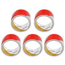 Kit Fita Zebrada Adesiva P/ Sinalizacao Refletivo Vermelha/Branco 50mm X 3m 5 Un - VONDER