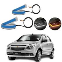 Kit Fitas Led DRL Farol + Seta 12v 45cm Agile 2009 2010 2011 2012 2013 2014 2015 2016