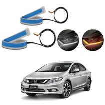 Kit Fitas Led DRL Farol + Seta 12v 45cm Civic 2006 2007 2008