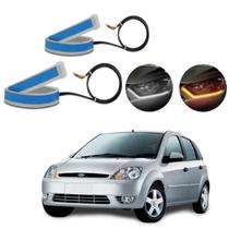 Kit Fitas Led DRL Farol + Seta 12v 45cm Fiesta 2002 2003 2004 2005 2006