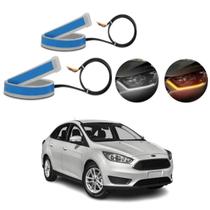 Kit Fitas Led DRL Farol + Seta 12v 45cm Focus 2016 2017 2018 2019 2020 2021 2022 2023