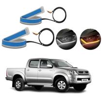 Kit Fitas Led DRL Farol + Seta 12v 45cm Hilux 2006 2007 2008