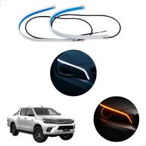 Kit Fitas Led DRL Farol + Seta 12v 45cm Hilux 2016 2017 2018 2019 2020 2021 2022 2023