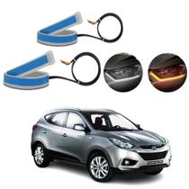 Kit Fitas Led DRL Farol + Seta 12v 45cm ix35 2010 2011 2012 2013 2014 2015 2016 2017 2018 2019 2020 2021 2022