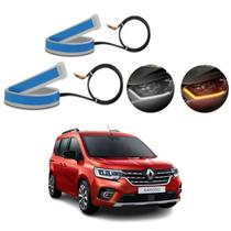 Kit Fitas Led DRL Farol + Seta 12v 45cm Kangoo 2007 2008 2009 2010 2011 2012 2013 2014 2015 2016 2017 2018 até 2021