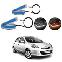 Kit Fitas Led DRL Farol + Seta 12v 45cm March 2011 2012 2013 2014 2015 2016 2017 2018 2019 2020 2021