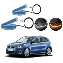 Kit Fitas Led DRL Farol + Seta 12v 45cm Polo 2007 2008 2009 2010 2011 2012 2013