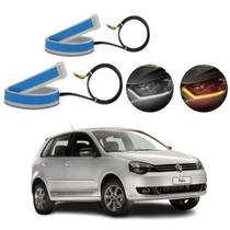 Kit Fitas Led DRL Farol + Seta 12v 45cm Polo 2014 2015