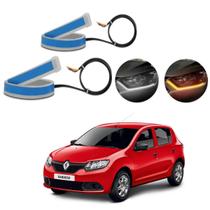 Kit Fitas Led DRL Farol + Seta 12v 45cm Sandero 2007 2008 2009 2010
