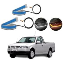 Kit Fitas Led DRL Farol + Seta 12v 45cm Saveiro G4 2005 2006 2007 2008