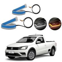 Kit Fitas Led DRL Farol + Seta 12v 45cm Saveiro G5 2009 2010 2011 2012