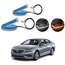 Kit Fitas Led DRL Farol + Seta 12v 45cm Sonata 2015 2016 2017 2018 2019 2020 2021 2022 2023
