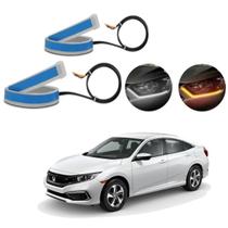 Kit Fitas Led DRL Farol + Seta 12v 60cm Civic 2017 2018 2019 2020 2021 2022