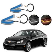 Kit Fitas Led DRL Farol + Seta 12v 60cm Cruze 2016 2017 2018 2019 2020 2021 2022