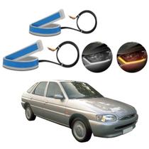 Kit Fitas Led DRL Farol + Seta 12v 60cm Escort 1987 1988 1989 1990 1991 1992 1993 1994 1995 1996 até 2003