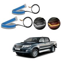 Kit Fitas Led DRL Farol + Seta 12v 60cm Hilux 2012 2013 2014 2015