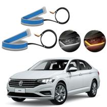 Kit Fitas Led DRL Farol + Seta 12v 60cm Jetta 2014 2015 2016 2017 2018 2019 2020 2021