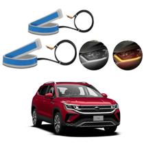 Kit Fitas Led DRL Farol + Seta 12v 60cm Taos 2021 2022 2023 Kit Fitas Led DRL Farol + Seta 12v 60cm Taos 2021 2022 2023