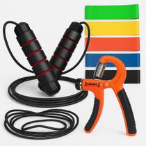 Kit Fitness 3 em 1 Corda de Pular Ajustável + Elásticos de Resistência + Hand Grip Regulável para Exercícios Kit Fitness 3 em 1 Corda de Pular Ajustável + Elásticos de Resistência + Hand Grip Regulável para Exercícios