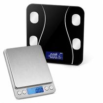 Kit Fitness Balança Corporal Bioimpedância mais Mini Balança Cozinha Alta precisão 0,1 a 3Kg Digital e Moderna