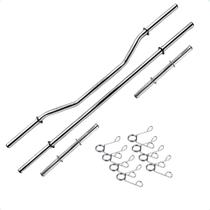 Kit Fitness de Barras Tubo Oca de 40cm - Barra W e Barra de 1,20m com Presilhas
