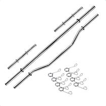 Kit Fitness de Barras Tubo Oca de 40cm - Barra W e Barra de 1,60m com Presilhas Kit Fitness de Barras Tubo Oca de 40cm - Barra W e Barra de 1,60m com Presilhas