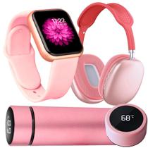 Kit Fitness Fone Bluetooth sem fio + Garrafa térmica 500ml inox Led + Relógio Y8