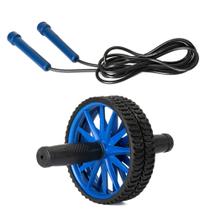 Kit Fitness Roda Abdominal e Corda para Exercícios Funcionais na cor Azul Kit Fitness Roda Abdominal e Corda para Exercícios Funcionais na cor Azul