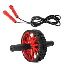 Kit Fitness Roda Abdominal e Corda para Exercícios Funcionais na cor Vermelho