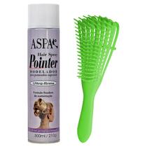 Kit Fixador Spray Cabelo Forte ASPA 400ml Escova Pentear UZY
