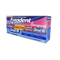 Kit Fixodent Creme Fixador De Dentaduras 39g + Creme Dental Oral-B 70g