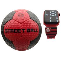 Kit Flamengo Bola Futebol Sintética Relógio Infantil Mengo 1 - SMACTUDO Kit Flamengo Bola Futebol Sintética Relógio Infantil Mengo 1 - SMACTUDO
