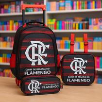 Kit Flamengo Escolar Mochila de Rodinhas + Lancheira + Estojo CRF Masculino Feminino