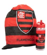 Kit Flamengo Garrafa 450ml e Mochila Saco Oficial Presente Torcedor RubroNegro - Mileno