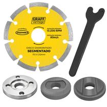Kit Flange e Arruela Esmerilhadeira Compatível Com Furo 20mm + Disco Segmentado