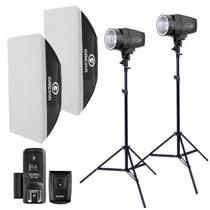 Kit Flash Estúdio Argos Godox 300W 110V Softbox 50x70 com Radio Flash
