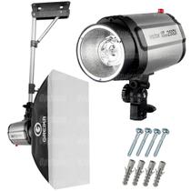 Kit Flash Estúdio Godox Mini Pioneer 250di 110v Com Softbox 50x70 E Suporte Parede/Teto Kit Flash Estúdio Godox Mini Pioneer 250di 110v Com Softbox 50x70 E Suporte Parede/Teto