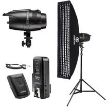 Kit Flash Estúdio Greika Eg-250w Com Radio Flash Ct16 + Softbox Grid Strip