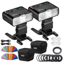 Kit Flash Macro Duplo Godox Mf12 Ttl Universal + Anel Adaptador Lente