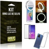 Kit Flash Ring Galaxy S10 Lite Flash Ring + Capa Anti Impacto + Película de Vidro 3D - Armyshield