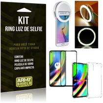Kit Flash Ring Moto G9 Plus Flash Ring + Capa Anti Impacto + Película de Vidro 3D - Armyshield