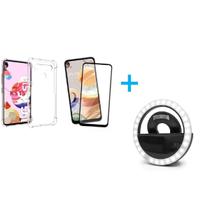 Kit Flash Selfie LG K51s + Capa + Pelicula De Vidro 3D Transparente